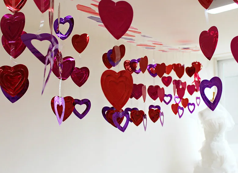 3 м Длинная гирлянда с блестками сердце потолочная День Святого Валентина