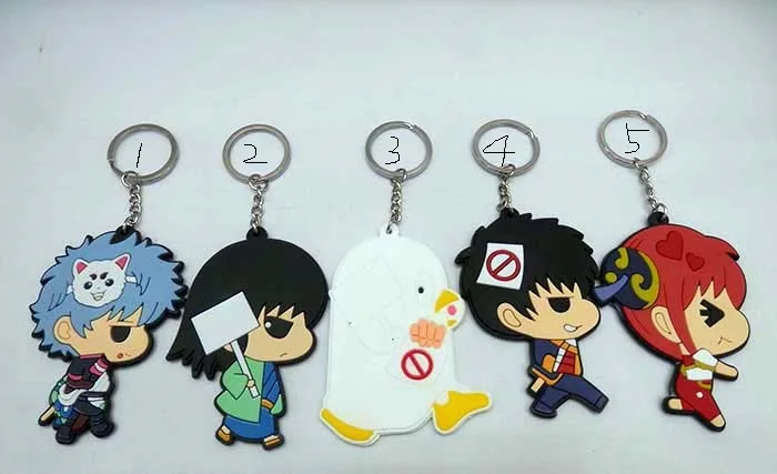 Оптовая продажа аниме игрушки ПВХ брелки для ключей GINTAMA Sakata Gintoki kagura Okita Sougo