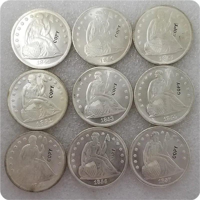 США UNC 1840 1869 "Seated Liberty" 1 доллар без девиза копия монеты медаль коллекционные
