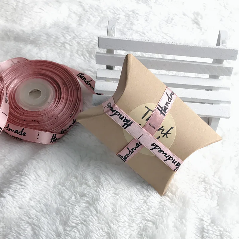25 ярдов лента ручной работы кремовая розовая шелковая атласная для упаковки