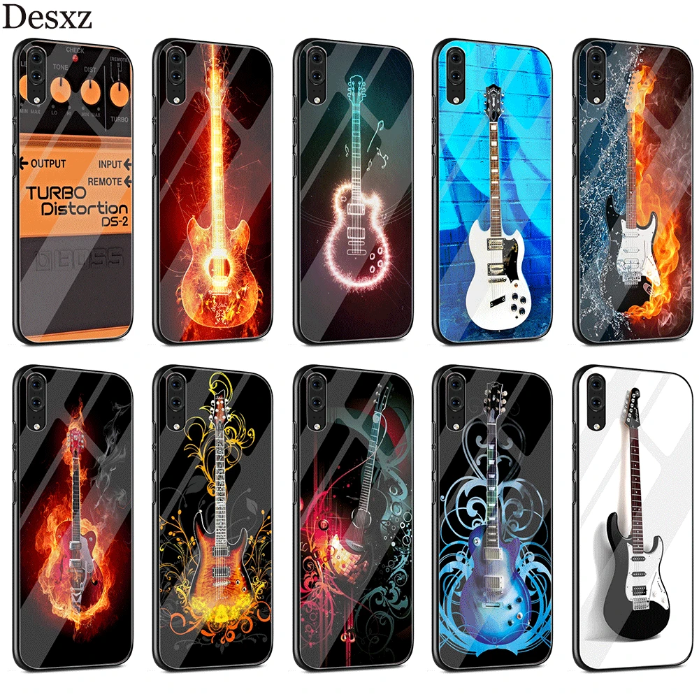 Электрический Чехол для гитары Blue Music Note стекло Huawei P30 P10 P20 Pro P Smart Mate 10 20 Lite Y6 Y9 Honor 7A