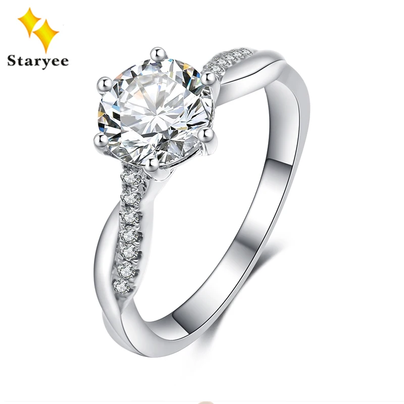 

Moissanite Engagement Ring For Women 1CT Hearts&Arrows Charles Colvard 18K White Gold DEF Colorless VVS Forever One