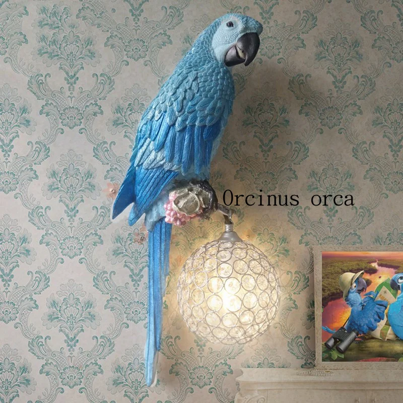 Средиземноморский милый птичий настенный светильник Гостиная Детская комната проход балкон, ручной работы креативный Хрустальный настенный светильник