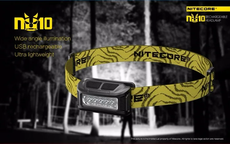 Распродажа NITECORE высокопроизводительный светодиодный перезаряжаемый аккумулятор 160 люменов для кемпинга, бега, рыбалки на открытом воздухе NU10 налобный фонарь светильник