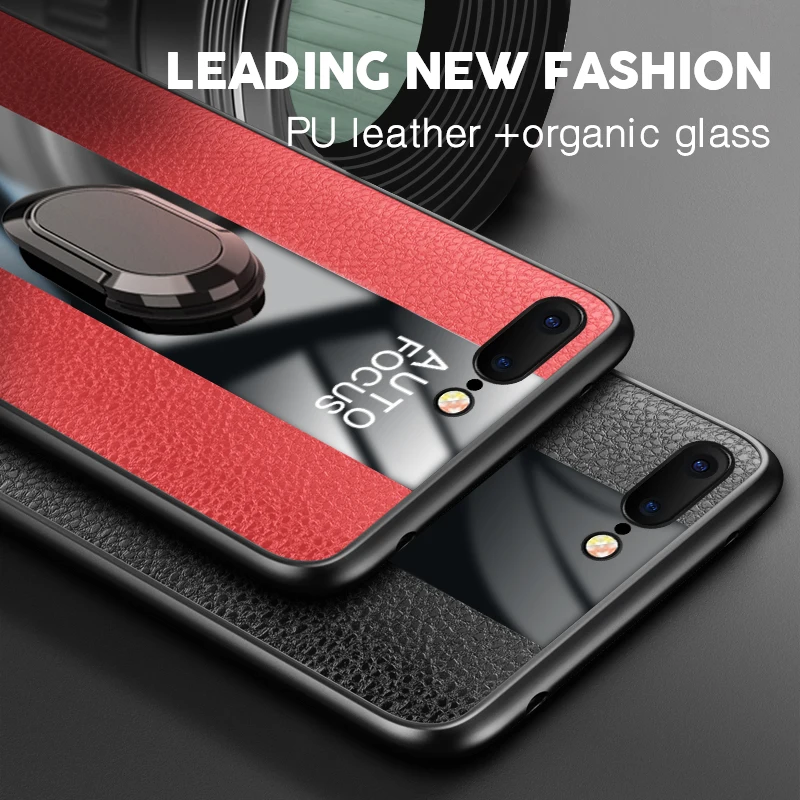 Роскошный мягкий силиконовый кожаный чехол для iPhone X, XR, XS Max, 7, 8 Plus, 6, 6S Plus, автомобильный магнитный держатель, подставка, стеклянный чехол