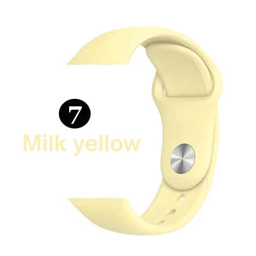 7-Milk yellow Ремешок для apple watch correa 42 мм 38 мм iwatch серия 44 мм 40 мм 5 4 3 спортивный силиконовый браслет аксессуары для apple watch - Цвет ремешка: 7-Milk yellow
