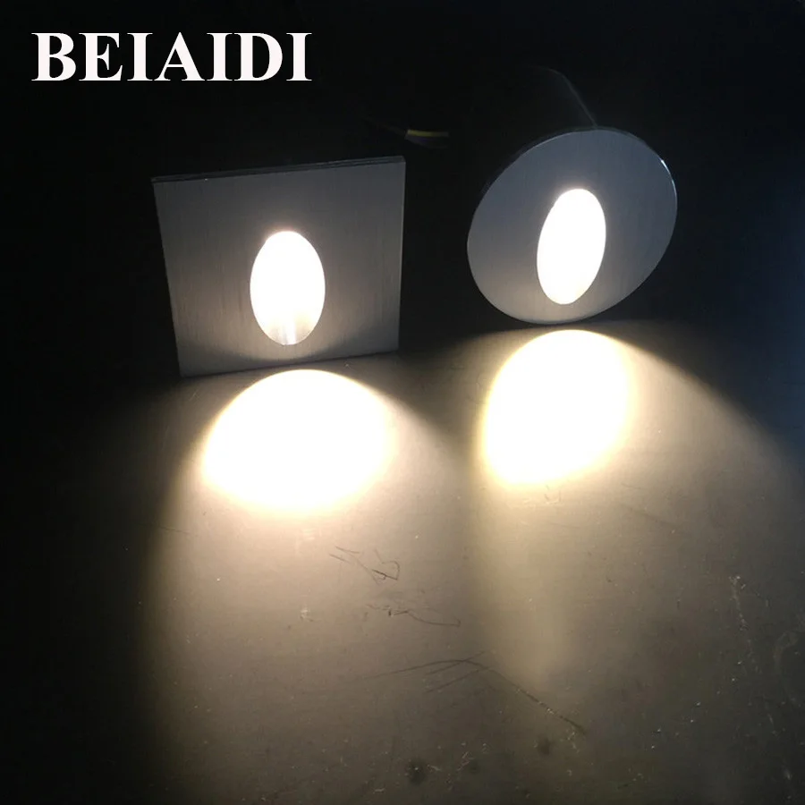 

BEIAIDI 10pcs Waterproof LED Step Light 1W 3W Outdoor Recessed Wall Stair Lamp Footlights Villa Pathway Fence Aisle corner light
