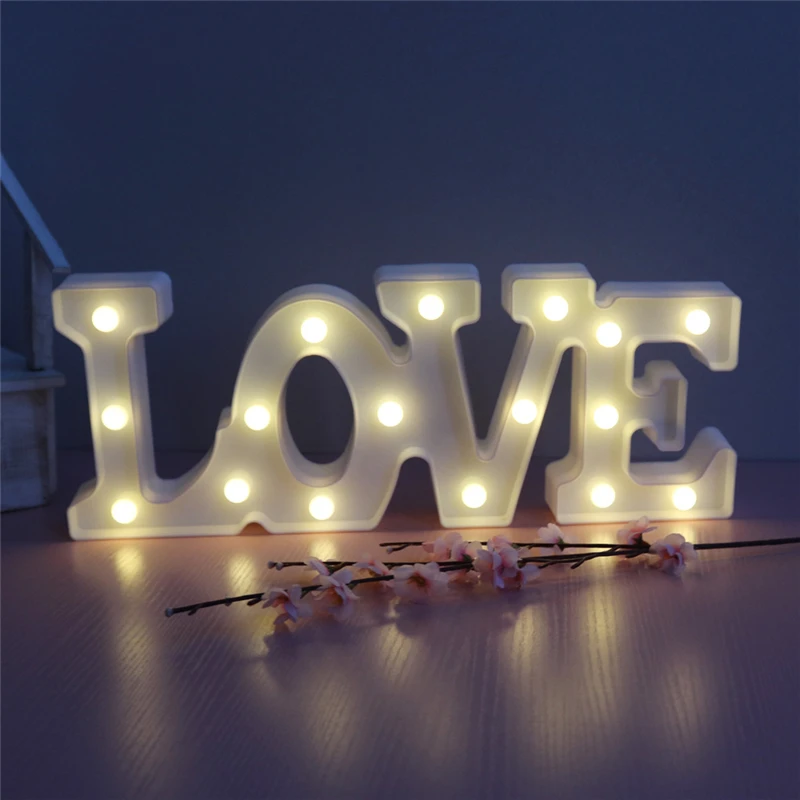 Светодиодные ночники LOVE Sign с медным проводом 2 АА на батарейках для свадьбы