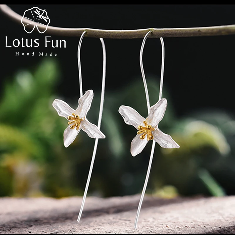 Женские серьги поэтический клевер Lotus Fun винтажные длинные серьги-подвески