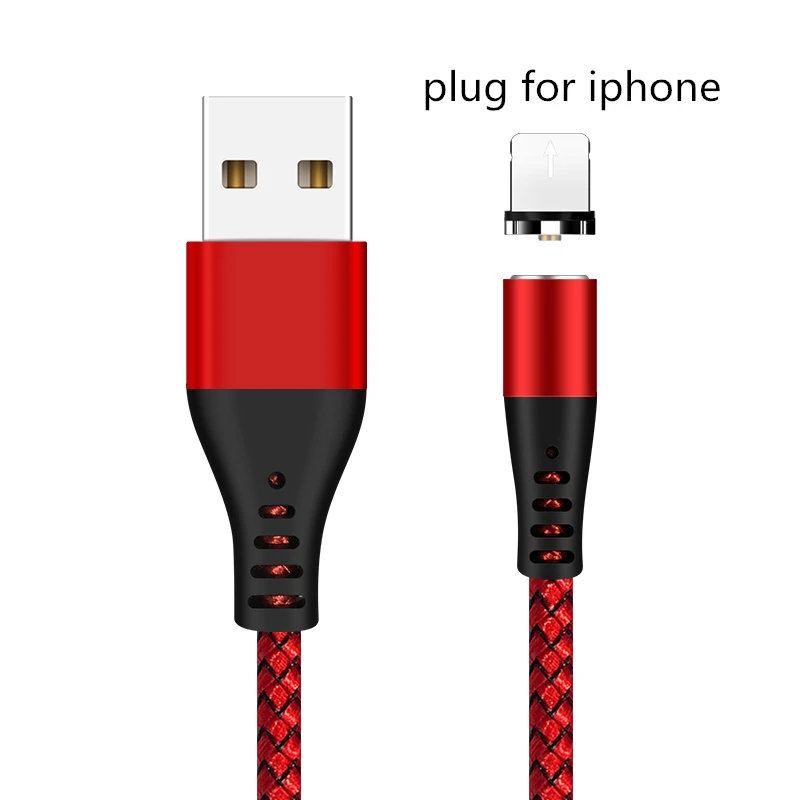 Red for Apple GREENPORT Круглый Магнитный кабель Micro usb type C кабель для iphone xs max samsung S8 S9 зарядки мобильного телефона Android зарядное устройство Шнур - Цвет: Red for Apple