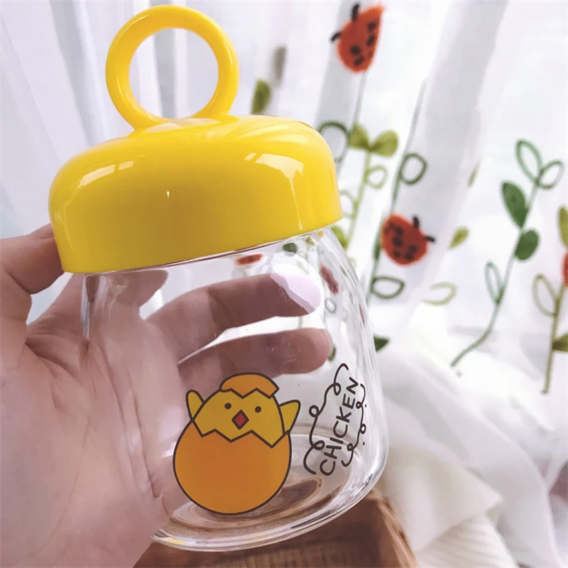200ml Mini Lovely Chick Water Bottle Drinking Multi Color Popular Glass Readily With Lid Carafe Portable Solid Transparent 2018 | Дом и сад