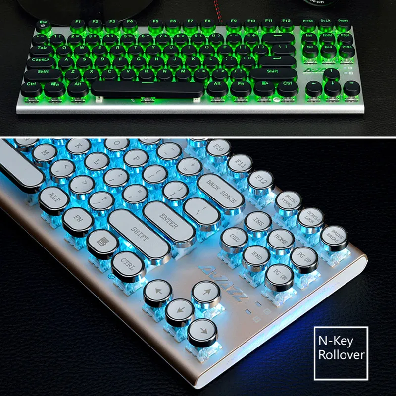 87/104 ключей Ajazz AK40 проводной панк Keycap зеленый/синий/смешанный LED подсветка USB