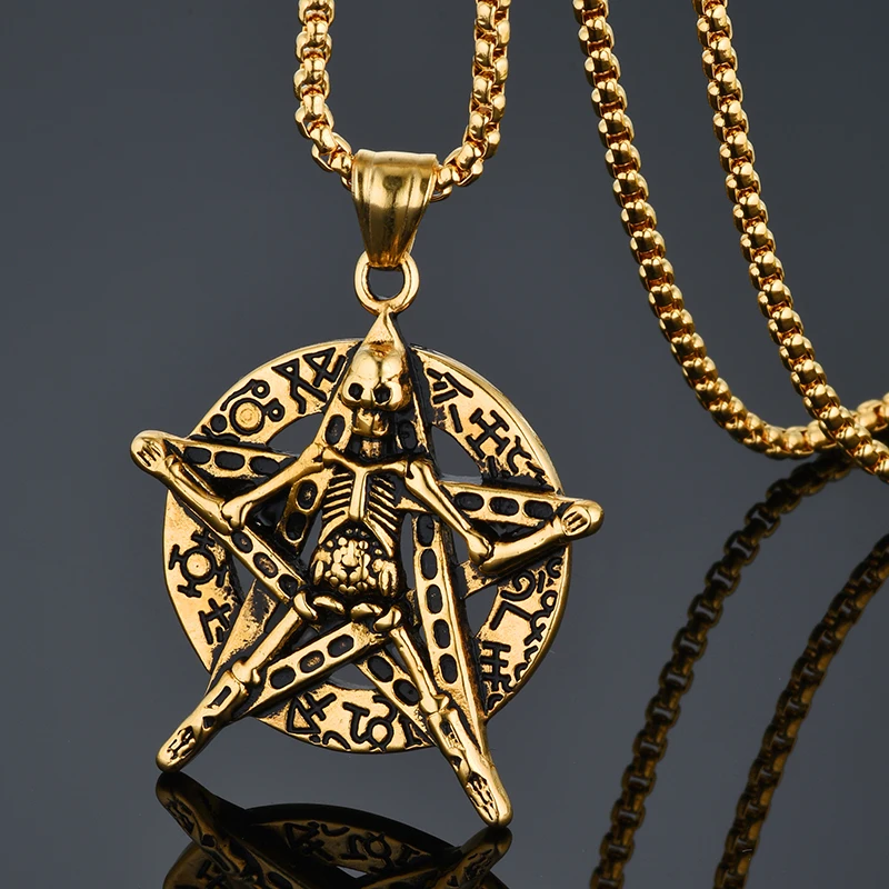 

Star Necklace Skeleton Head Long Chain Male Retro Fashion Accessories Collar Skull Necklace Punk Party Jewelry