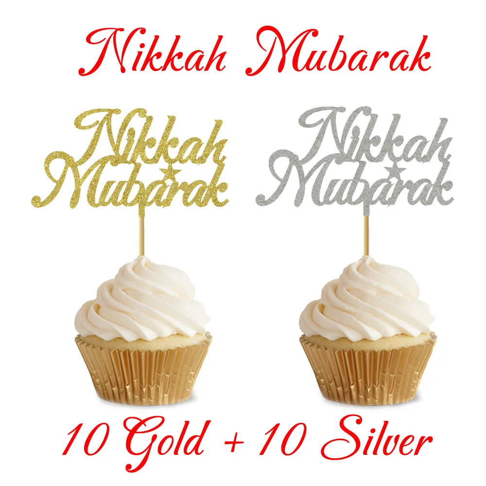 Nikkah Mubarak 20 шт 3x5 дюймов Eid украшения для кексов Nikkah Mubarak Eid Mubarak Hajj Mubarak Umrah Mubarak украшения для кексов для Eid al-Fitr украшения - Цвет: Nikkah Mubarak