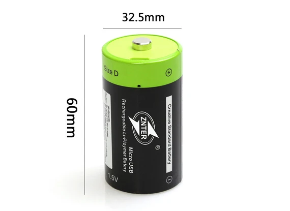 2 шт. ZNTER 1 5 V 6000MAH USB аккумуляторная батарея D размер литий полимерная