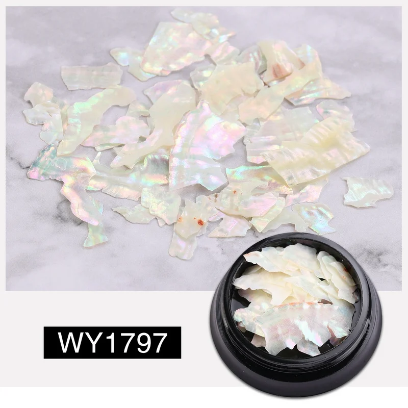 WY1797 Натуральный Abalone Shell неровный Фрагмент дизайн ногтей 3D Шарм украшения ломтик DIY наклейки для ногтей УФ гель акриловые ногти маникюр - Цвет: WY1797