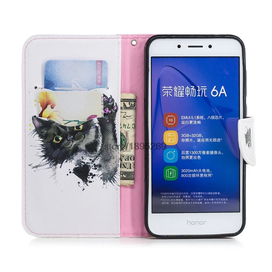 Чехол-книжка с подставкой для huawei Honor 6A A6 DLI-L22 DLI-TL20 чехол для huawei Honor 6 A DLI-L42 чехол 5," чехол для телефона из искусственной кожи