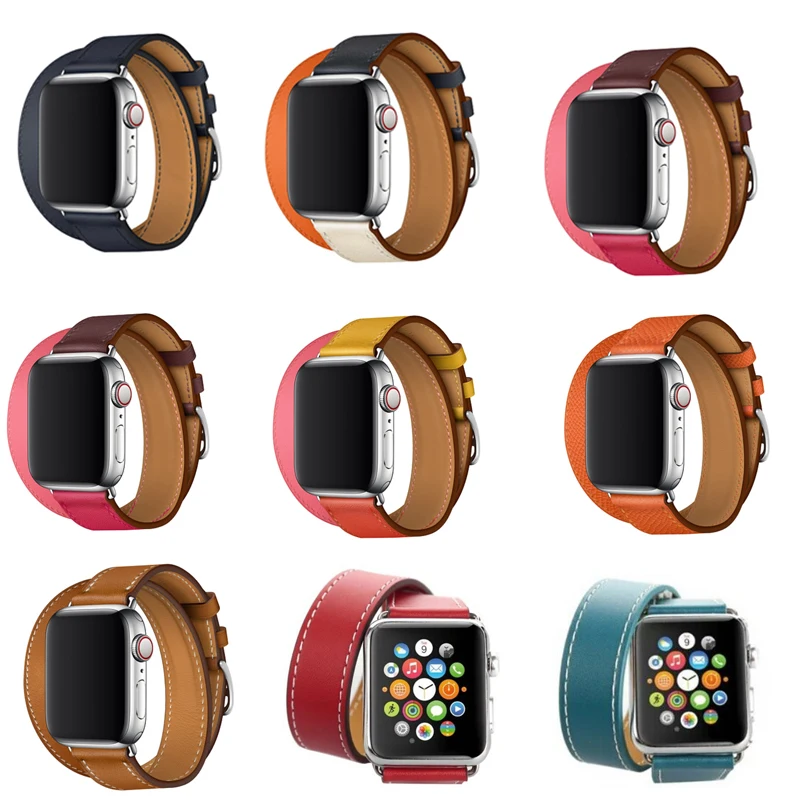Кожаный ремешок для apple watch Hermes Double Tour band 44 мм 40 мм 42 мм 38 мм ремешок для часов iwatch series 5 4 3 2 1