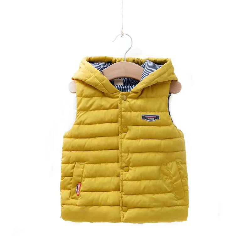 2018 осень и зима Новые Детские с капюшоном хлопковый жилет на пуху для мальчиков