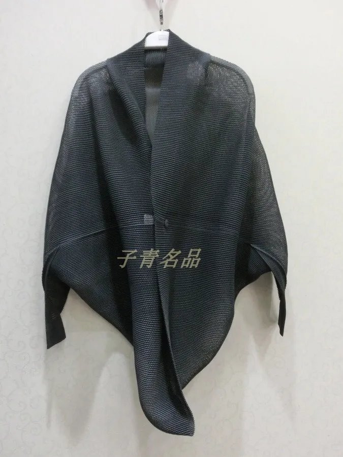 Changpleat, осенняя Женская шаль на одной пуговице, куртки Miyak, плиссированный дизайн, длинный рукав, однотонное Женское пальто, кардиган, модный стиль