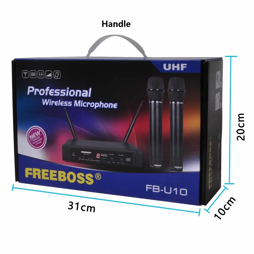 Freeboss FB U10H2 двухсторонний цифровой UHF беспроводной микрофон с 2 лацканами