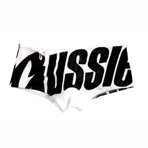 Austinbem, Мужская одежда для плавания, плавки, сексуальные, для геев, одежда для плавания, трусы, купальный костюм, мужские пляжные шорты с надписью Sunga zwembroek - Цвет: White Black Letter