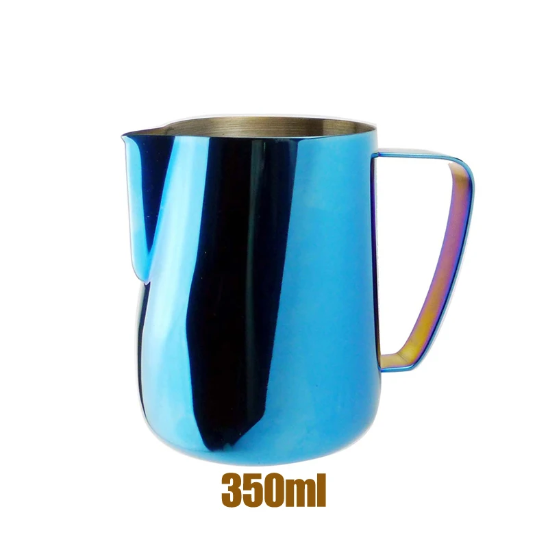 Blue 350ml Кувшин для крема из нержавеющей стали потяните цветок чашки эспрессо капучино искусство кувшин красочные кувшин капсулы молока кружка кофе инструменты - Цвет: Blue 350ml