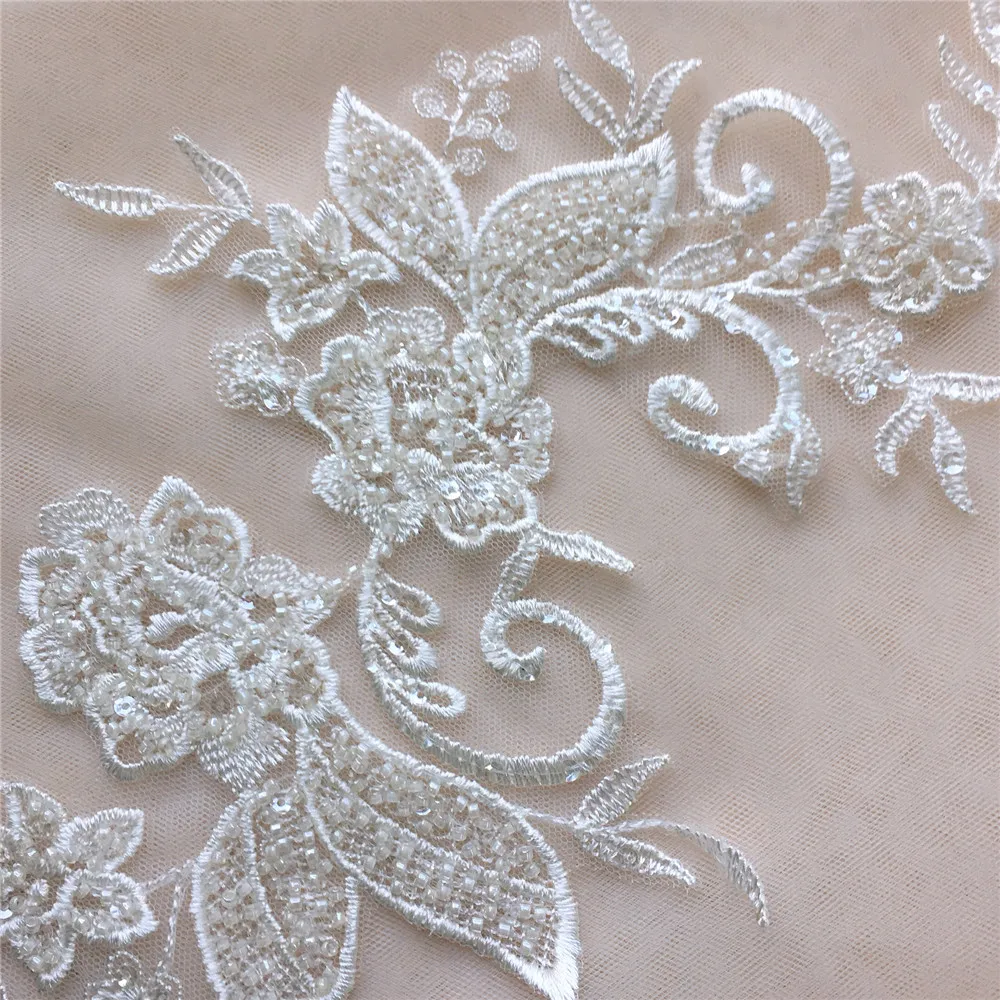 1 пара изящная Кружевная аппликация цвета слоновой кости Вышитое Сетчатое