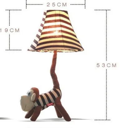 brown monkey Подарок на год! Мультяшная кукла настольная лампа для спальни детей освещение ткань ручной работы настольные светильники для гостиной - Цвет абажура: brown monkey
