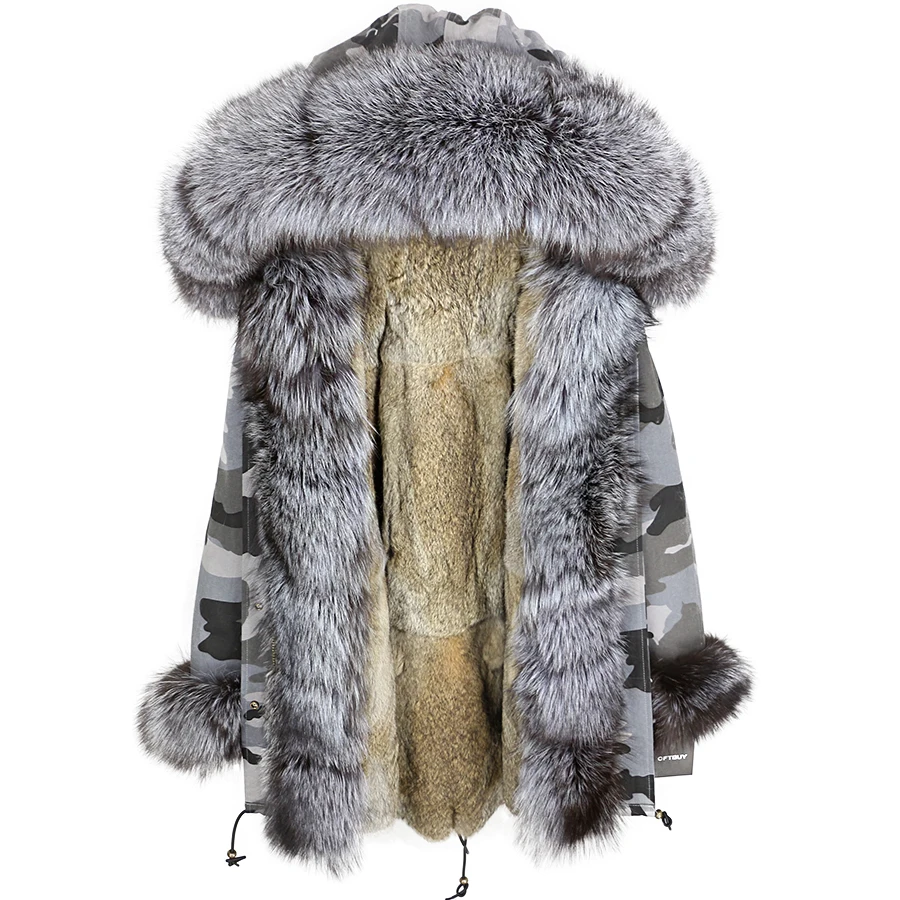 Зимняя куртка женская брендовая 2020 длинная парка с воротником из натурального