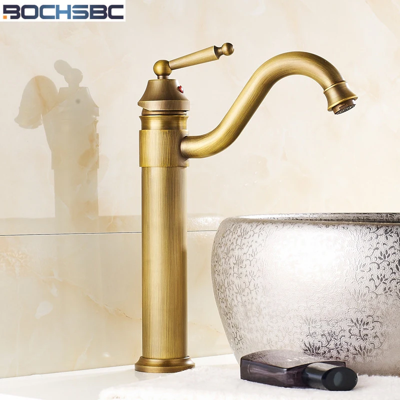 

BOCHSBC Basin Faucet Antique European Style Hot and Cold Water Tap Mixers Single Hole Decked Mounted Retro Grifo