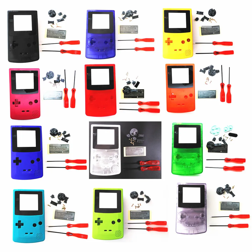 Чехол накладка для Nintendo GBC GameBoy цветная консоль + отвертка резиновая
