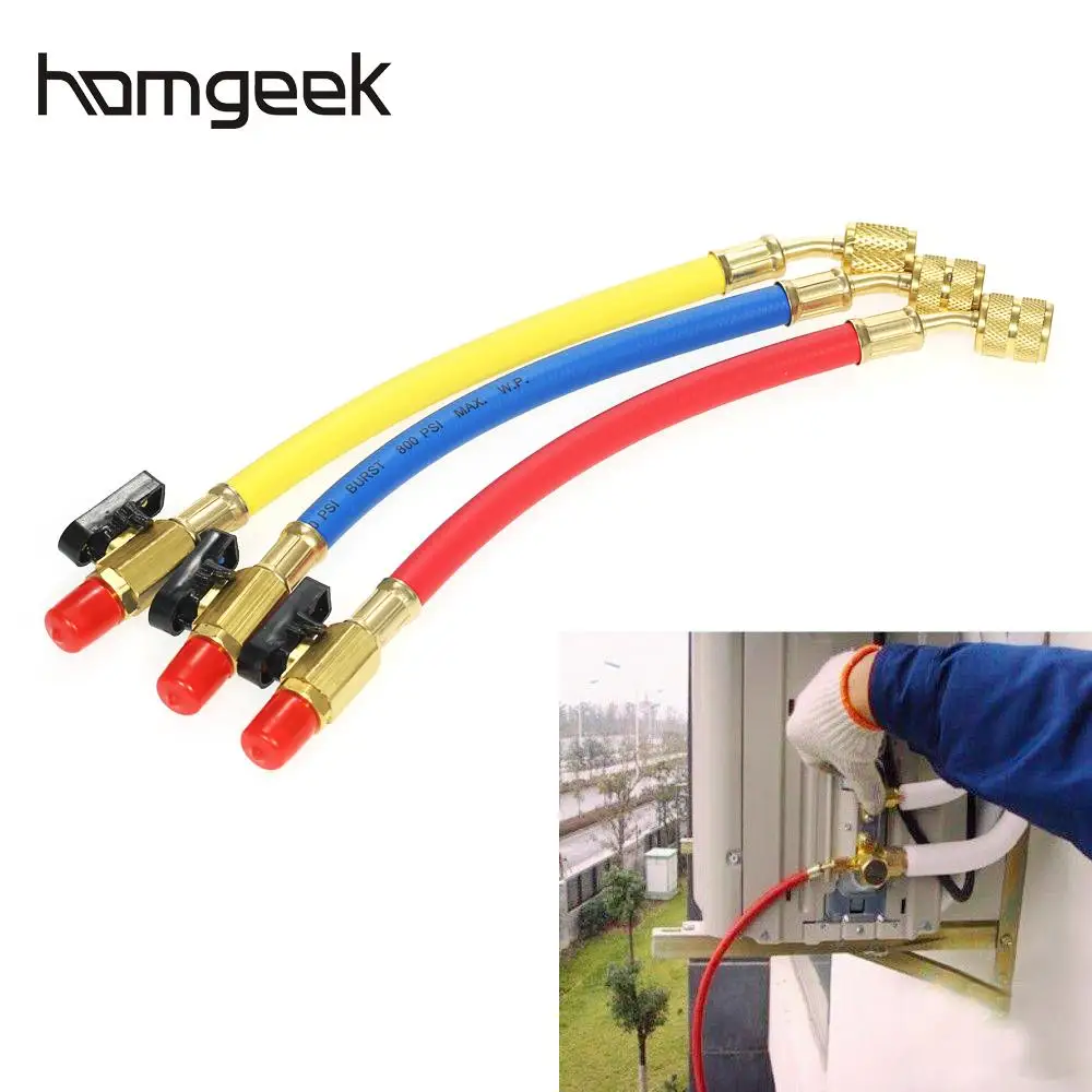 3 шт. R134A R410A R22 R12 800 фунтов/кв. дюйм набор коллекторов с манометром заряжаемая система охлаждения шланг вентиляции и кондиционирования для замены фреона комплект шлангов с клапаном