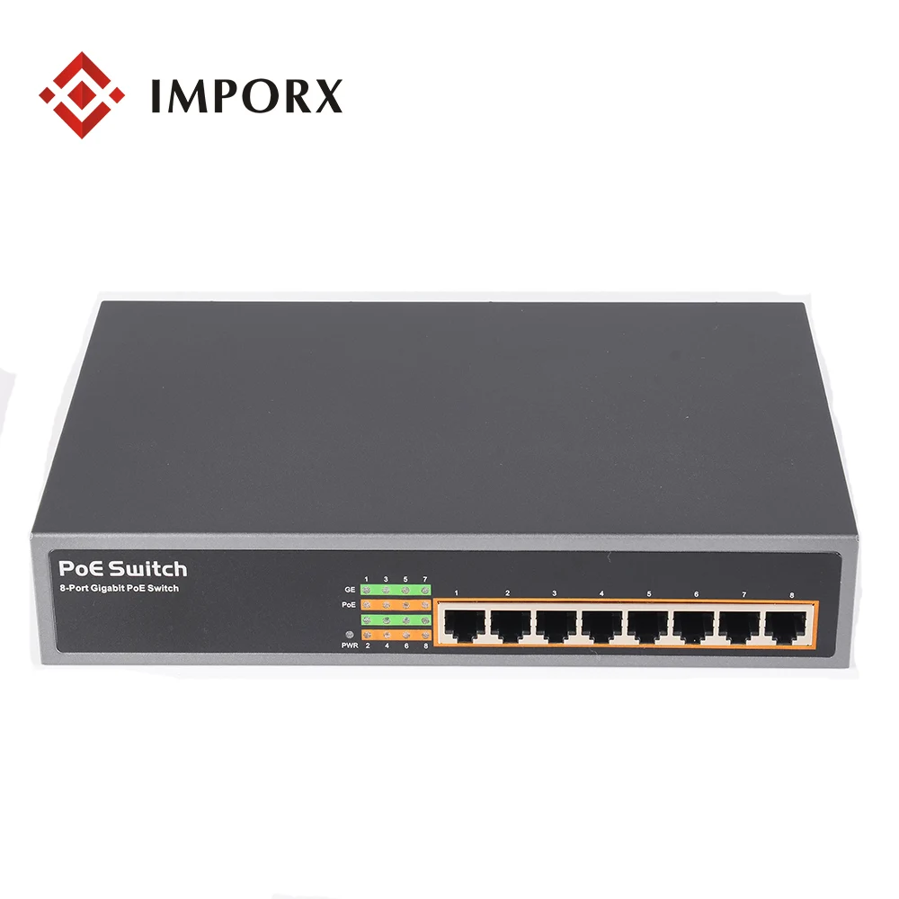 8 портов POE коммутатор Ethernet с одним портом DC52V адаптер питания для сетевой ip камеры