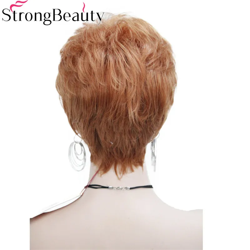 StrongBeauty короткие прямые синтетические красные оранжевые коричневые светлые парики высокие термостойкие полный парик много цветов на выбор