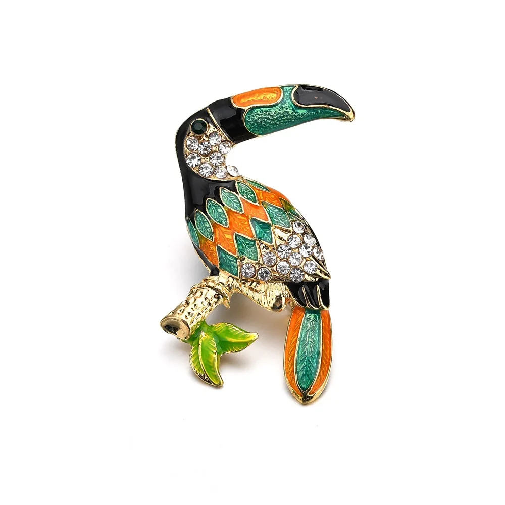

Fashion Toucan Bird Brooches Colorful Enamel Rhinestone Crystal For Women Trend Bird Brooch Pins Jewelry Accessory Gift