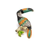 fashion toucan bird brooches colorful enamel rhinestone crystal for women trend bird brooch pins jewelry accessory gift