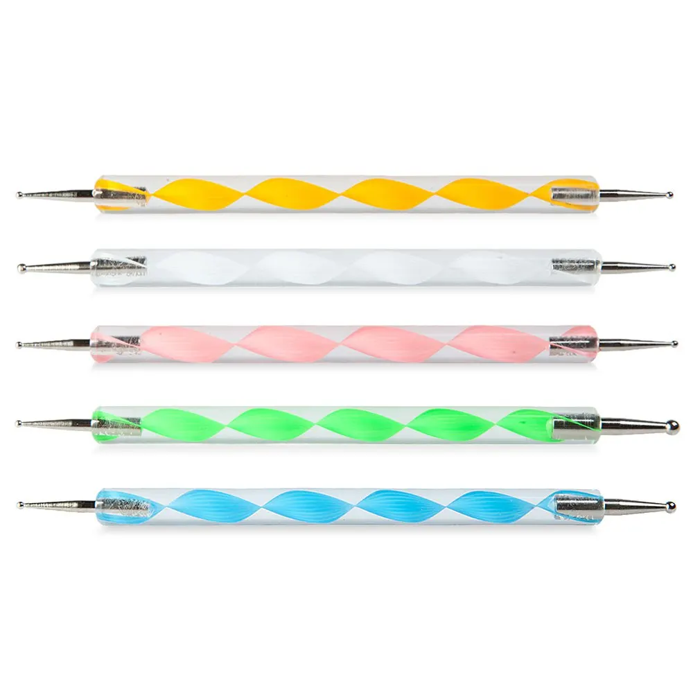 Hnm 5 шт. 2way Pen расставить Дизайн ногтей Инструменты 3D Ручка Картина Маникюр УФ гель