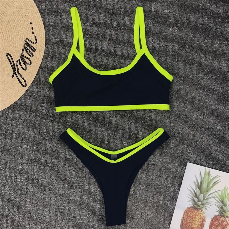 Бикини 2019 купальники танкини Для женщин однотонные Цвет колготки облегающие