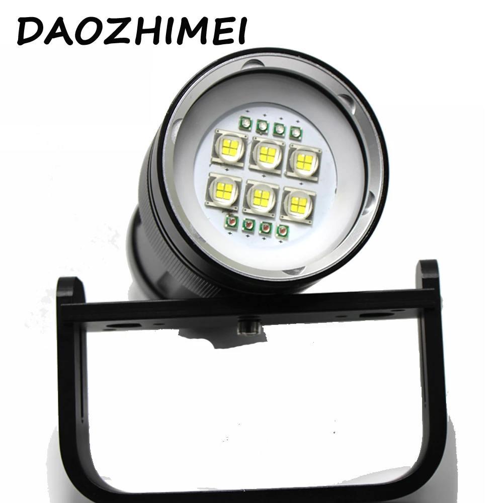 

8000 lumens 6 LED white + 4x red + 4x UV / blue waterproof diving flashlight LED underwater photography light