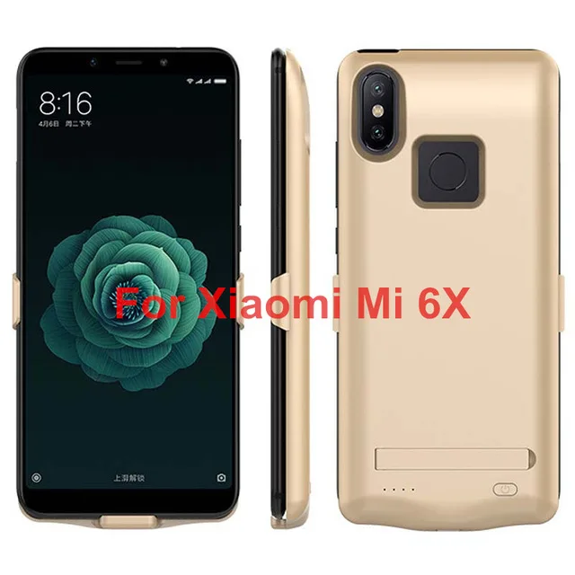 6800 мАч внешняя крышка банка питания для Xiaomi Mi 6X Портативный Задний зажим батарея зарядное устройство чехол для Xiaomi Mi A2 резервный аккумулятор чехол - Цвет: Gold For Mi 6X