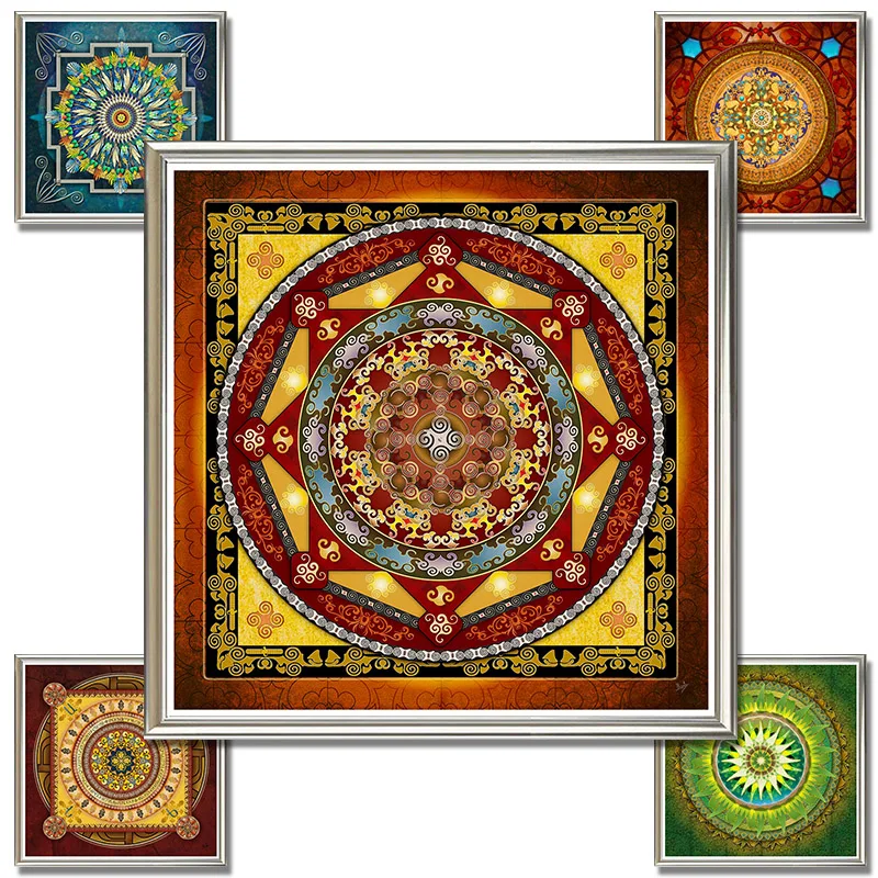 Thangka мандалее с Буддой живопись духовными тибетцами пинтурас религиозная маслом