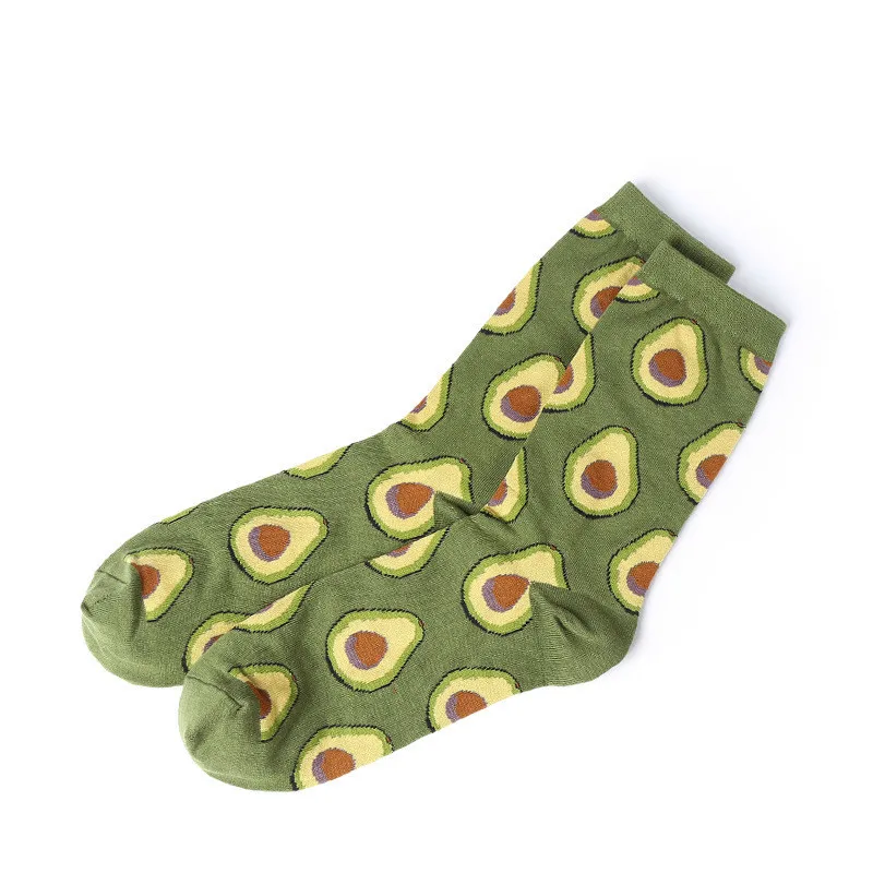 Носки женские в стиле Харадзюку с изображением фруктов/яиц/мороженого и