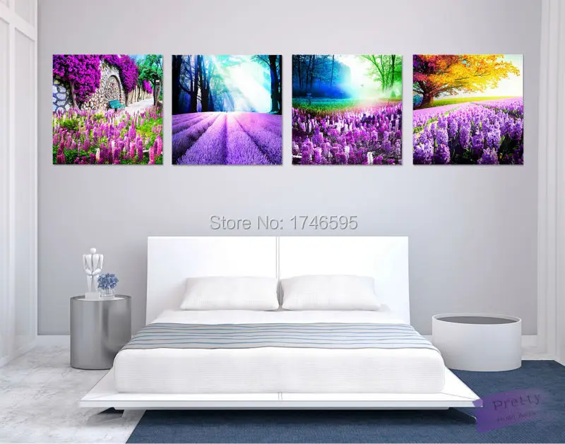 4 шт. домашний декор Настенная картина для гостиной спальни с принтом лаванды