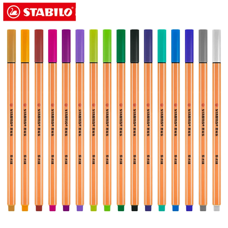 Немецкая Ручка STABILO из 88 волокон 1 шт. лебедь скетч цветной крюк линия ручка цвет