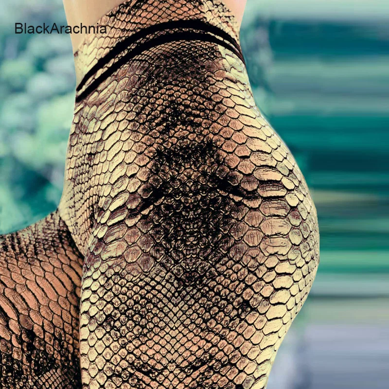 BlackArachnia женские спортивные штаны с высокой талией штаны для йоги с принтом змеи женские спортивные Леггинсы для бега Модные Фитнес-Леггинсы