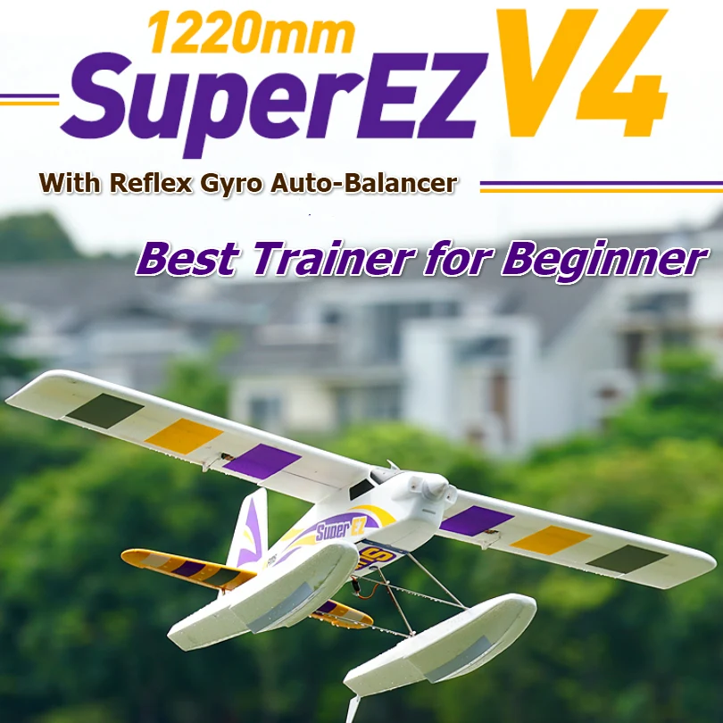 FMS 1220 мм Super EZ V4 тренажер для начинающих RC самолет с гироскопом 4CH 3S поплавки