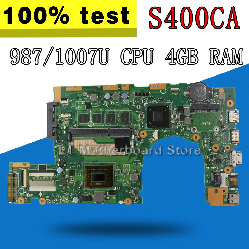 S400CA материнская плата 1007/987/847 CPU 4 Гб RAM для For Asus S400C S500CA ноутбука S400CA2 ядра Тест