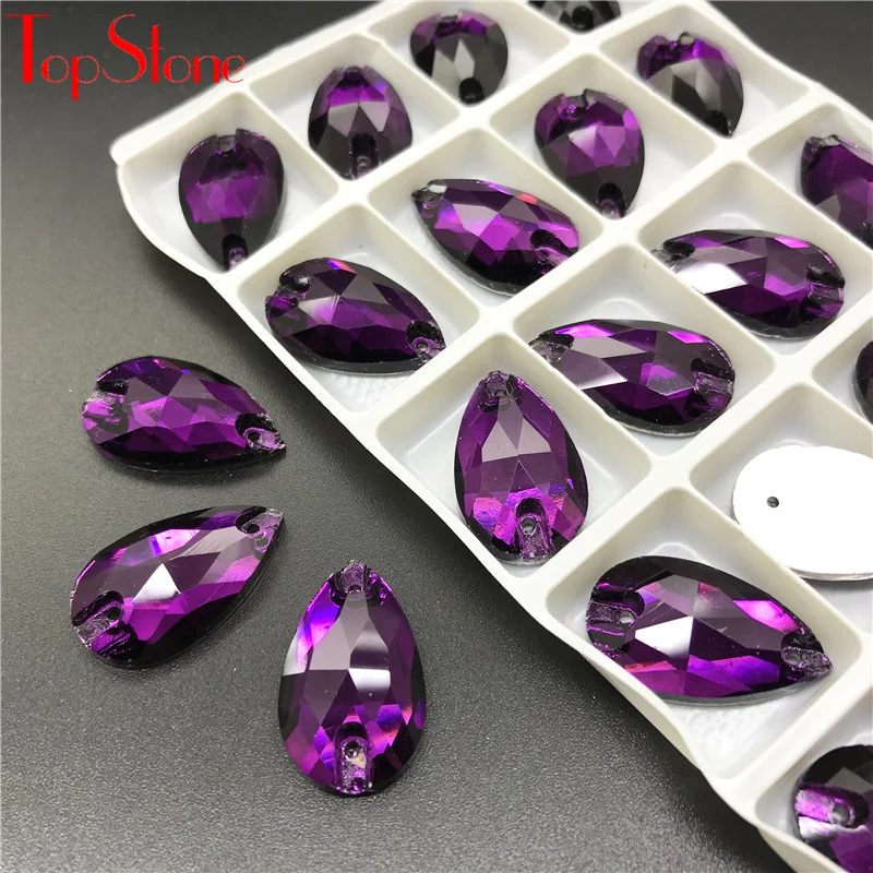 Drop Purple Velvet Sew Стразы плоские стеклянные кристаллы стразы слезы шитье хрустальных