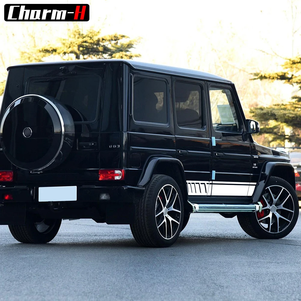 2 наклейки-декали боковых полос AMG Performance Edition Skirt Racing для Mercedes Benz G63 G65 W463 G Class AMG - 6 цветов.